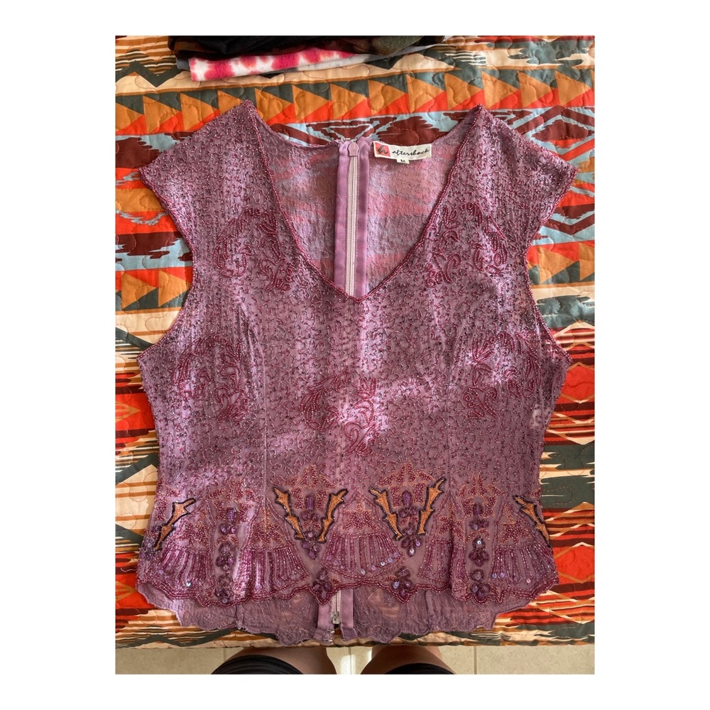 After shock purple beaded vintage top